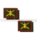 Нашивки Сухопутные войска (оливковый фон, красный кант), петличные эмблемы на липучке (вышитые), пара