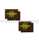 Нашивки Войска связи (желтая вышивка, оливковый фон, красный кант) петличные эмблемы на липучке (вышитые), пара