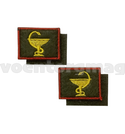 Нашивки Медицинская служба (желтая вышивка, оливковый фон, красный кант) петличные эмблемы на липучке (вышитые), пара