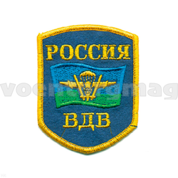 Нашивка Россия ВДВ, 5-уг. с флагом ВДВ, голубой фон (вышитая)