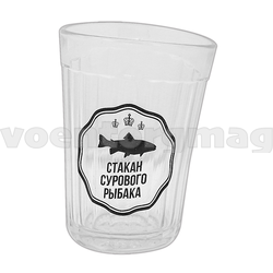 Стакан стеклянный граненый с надписью Стакан сурового рыбака (