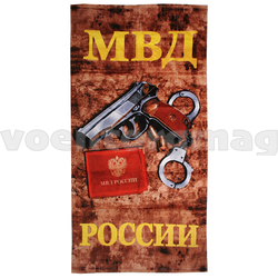 Полотенце махрово-велюровое МВД России (удостоверение, пистолет) (75x150см)