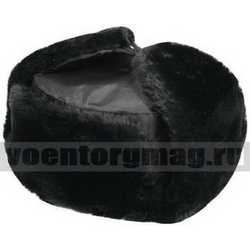Шапка черная, искусственный мех, верх - ткань черная (оксфорд)