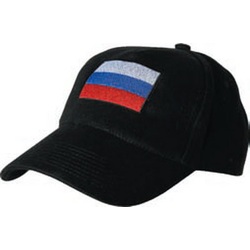 Бейсболка черная вышитая с флагом РФ