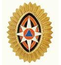 Кокарда МЧС офицерский состав, малая, золотая, рифленая (металл)