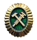 Кокарда РЖД малая, овальная, зеленый фон, с эмалью (металл)