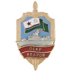 Значок ПСКР Кедров, с накладным кораблем, горячая эмаль