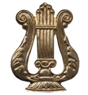 Эмблема петличная Военно-оркестровая служба, нового образца, золотая, металл (пара)