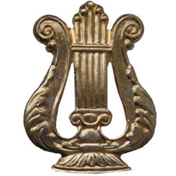 Эмблема петличная Военно-оркестровая служба, нового образца, золотая, металл (пара)