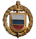 Эмблема петличная ФСО, нового образца, золотая с эмалью, металл (пара)