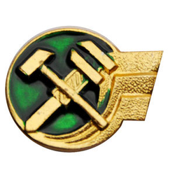 Эмблема петличная РЖД, золотая с эмалью, металл (1шт. Левая)
