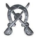 Эмблема петличная Казачество, подкова и сабли, серебряная, металл (пара)