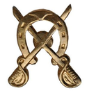 Эмблема петличная Кавалерия, подкова и сабли, золотая, металл (пара)