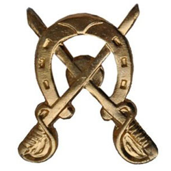 Эмблема петличная Кавалерия, подкова и сабли, золотая, металл (пара)