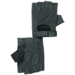 Перчатки кожаные с обрезанными пальцами, верх - сетка черная (модель 671)