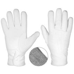 Перчатки кожаные с трикотажной п/ш подкладкой белые (модель 205 Б)
