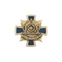 Значок Водолаз на синем кресте, с лучами