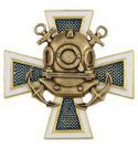 Значок Водолаз на 2 якорях на кресте (латунь)