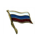 Значок Флажок России, с древком (алюминий)
