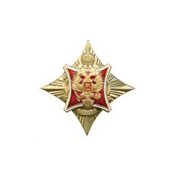 Значок Герб РФ на звезде, с накладкой (латунь, на закрутке)