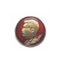 Значок Сталин, в круге (латунь, холодная эмаль)