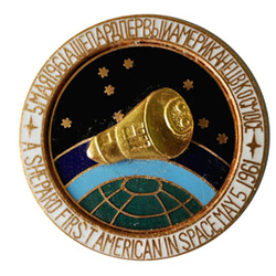Значок круглый А. Шепард - первый американец в космосе (горячая эмаль)