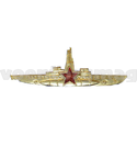 Значок Командир подводной лодки (со звездой), золотой (латунь, холодная эмаль)