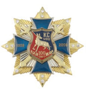 Значок 100 лет Кинологической службе МВД 1909-2009, синий крест с накладками, на звезде с фианитами