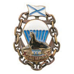 Значок Спецназ ККФ, морской котик в цепи, андреевский флаг (литье, холодная эмаль)