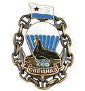 Значок Спецназ ККФ, морской котик в цепи, флаг ВМФ СССР (литье, холодная эмаль)