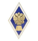 Значок Ромб Высшее гуманитарное образование, синий (латунь, холодная эмаль, с накладкой)