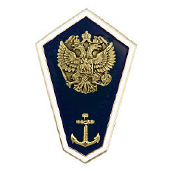 Значок Среднее мореходное образование, ромбовидный (латунь, холодная эмаль с накладкой)