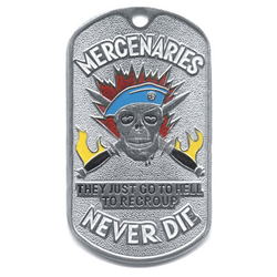 Жетон Mercenaries never die (череп в голубом берете)