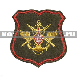 Нашивка Знак принадлежности к МО, оливковый с красным кантом, щит (вышитая)