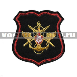 Нашивка Знак принадлежности к МО, черный с красным кантом, щит (вышитая)