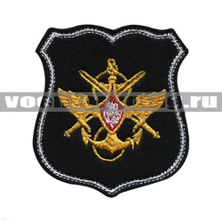 Нашивка Знак принадлежности к МО, черный с белым кантом, щит (вышитая)
