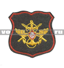Нашивка Знак принадлежности к МО, серый с красным кантом, щит (вышитая)