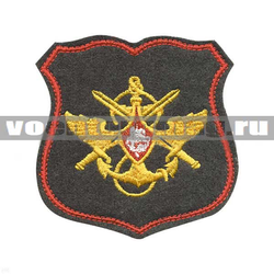 Нашивка Знак принадлежности к МО, серый с красным кантом, щит (вышитая)