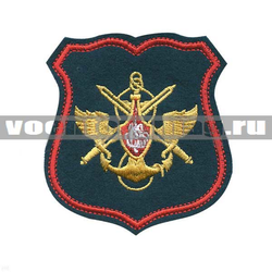 Нашивка Знак принадлежности к МО, морская волна с красным кантом, щит (вышитая)
