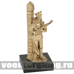 Статуэтка Пограничник (литье бронза, камень змеевик), высота 14см