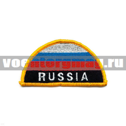 Нашивка RUSSIA, полукруг МЧС, триколор (вышитая)
