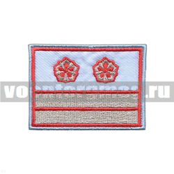 Нашивка Нагрудный знак РЖД (голубой) 2 галуна 2 звезды (вышитая)