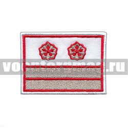 Нашивка Нагрудный знак РЖД (белый) 2 галуна 2 звезды (вышитая)