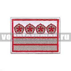 Нашивка Нагрудный знак РЖД (белый) 2 галуна 4 звезды (вышитая)