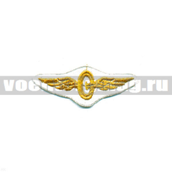 Нашивка Техзнак РЖД (птичка) белая, люрекс (золотая вышивка)