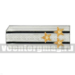 Погоны ВМФ белые с 2 черными просветами, канитель (полковник), пара
