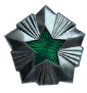 Звезда на погоны 20 мм Общегражданская, серебряная с зеленой эмалью (металл)