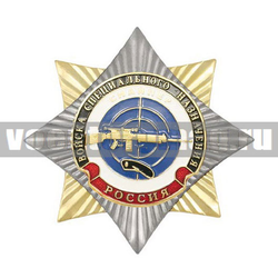 Значок Орден-звезда Войска спецназ Снайпер (черный берет), с накладкой