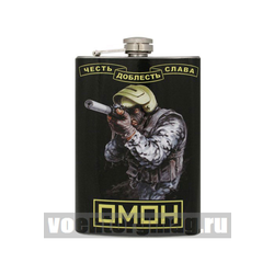 Фляга нерж/ст с цветным рисунком ОМОН (честь, доблесть, слава)