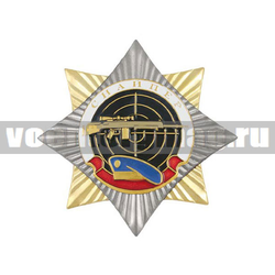Значок Орден-звезда Снайпер (голубой берет), с накладкой